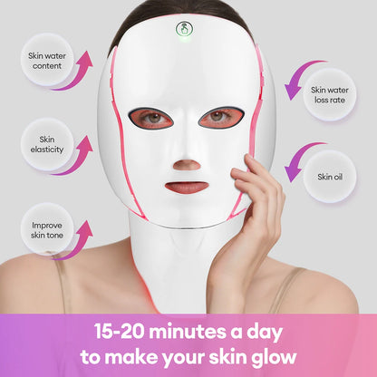 7 Colors LED Facial Mask with Neck LED Light Photon Mask