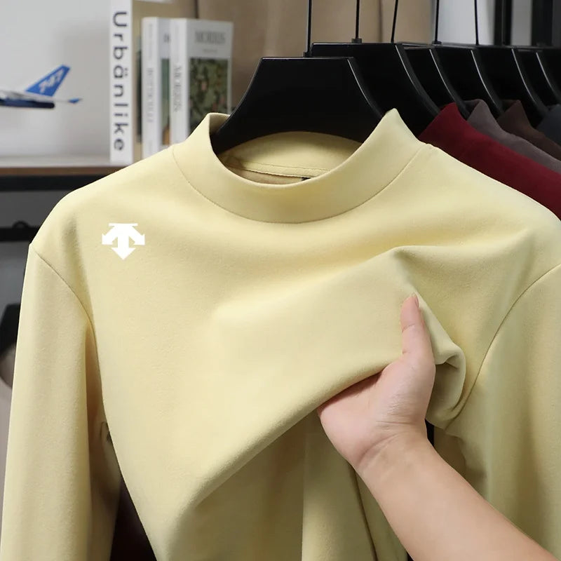 Luxury Quality Man Long-Sleeved T-Shirt Mock Neck