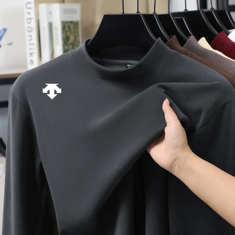 Luxury Quality Man Long-Sleeved T-Shirt Mock Neck