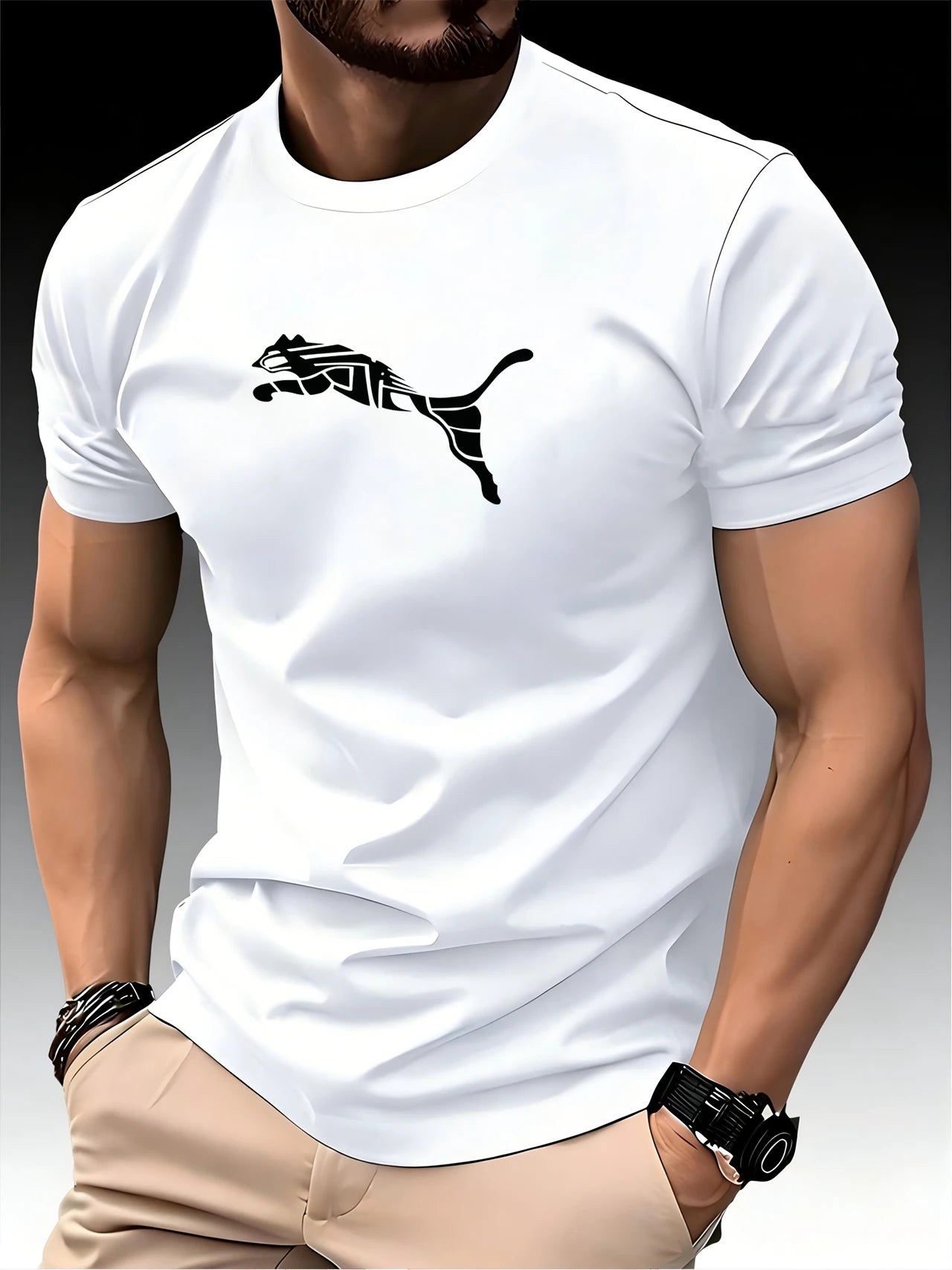 New Summer Luxury Men's Fashion Fox Leopard Print