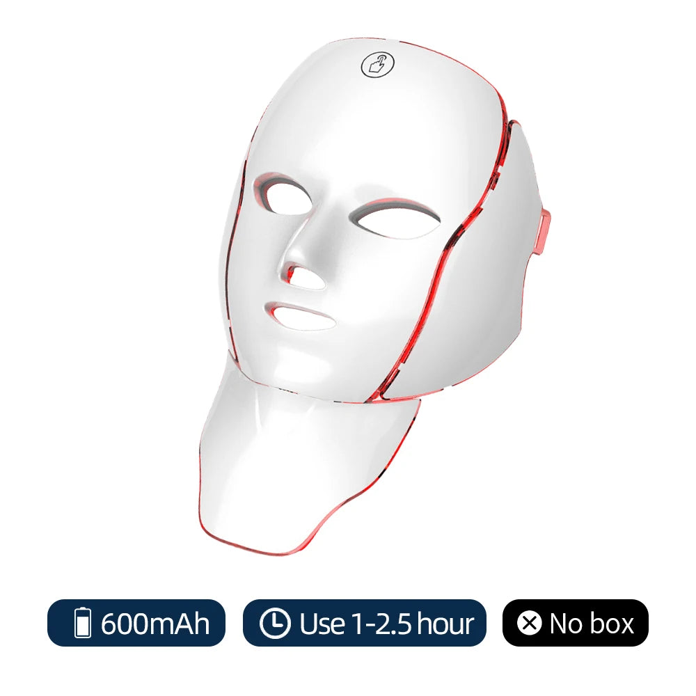7 Colors LED Facial Mask with Neck LED Light Photon Mask
