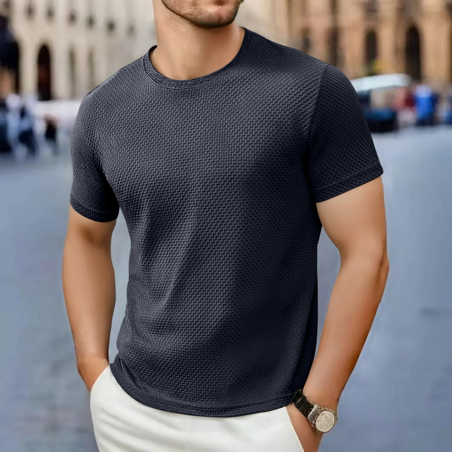Men's Casual Short Sleeve T-shirt 2025 New Bone