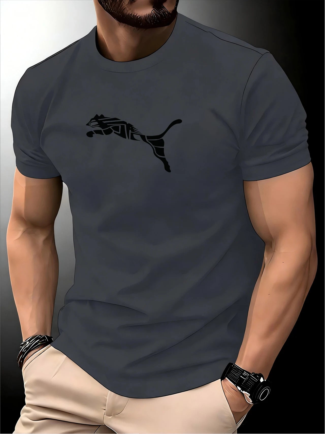 New Summer Luxury Men's Fashion Fox Leopard Print