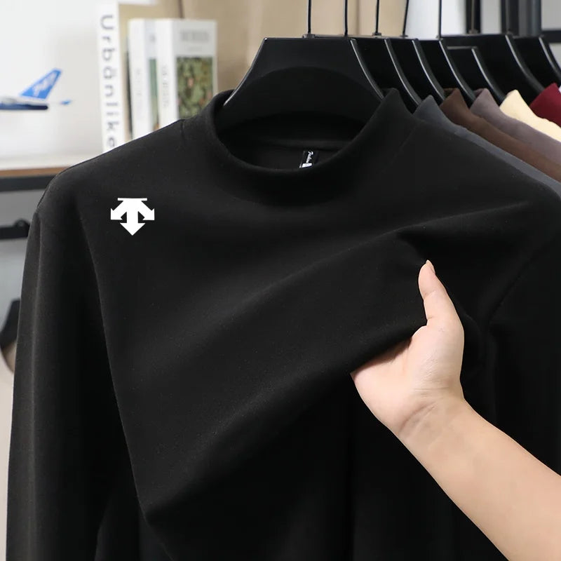 Luxury Quality Man Long-Sleeved T-Shirt Mock Neck
