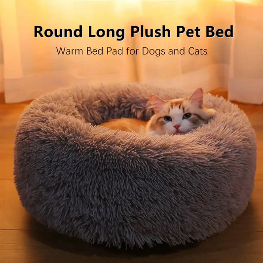 Soft Long Plush Cat House Bed