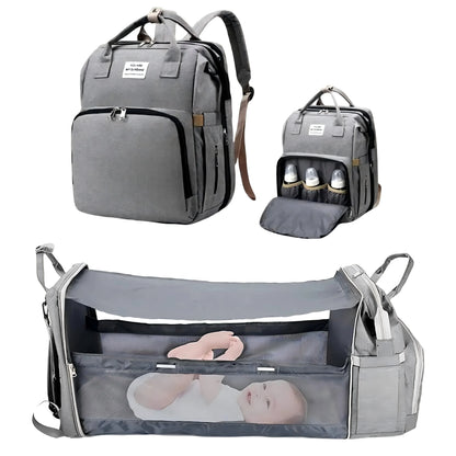 3 In 1 Diaper Bag Backpack Foldable Baby Bed