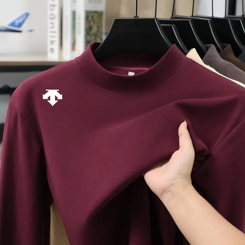Luxury Quality Man Long-Sleeved T-Shirt Mock Neck