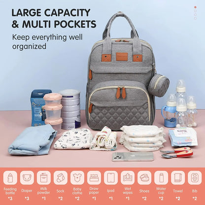3 In 1 Diaper Bag Backpack Foldable Baby Bed