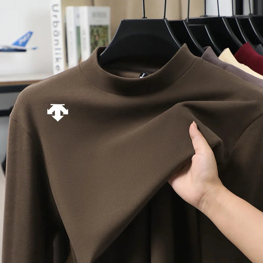 Luxury Quality Man Long-Sleeved T-Shirt Mock Neck