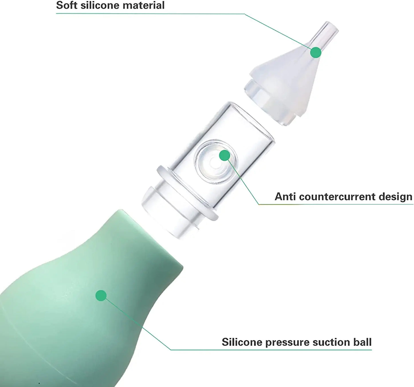 Soft Nasal Aspirator for Baby Anti-back Flow Nose Sucker
