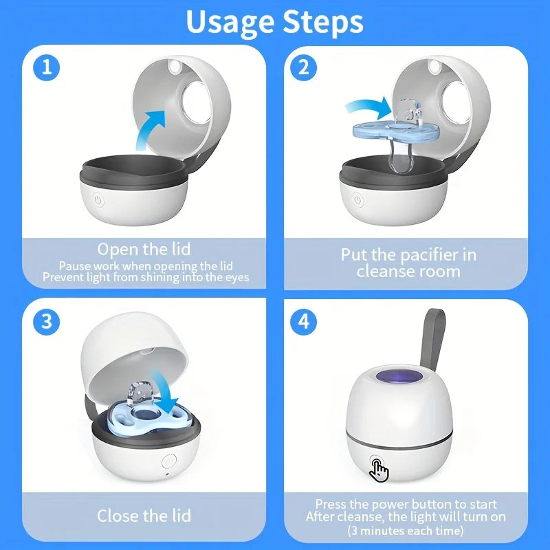 Portable Baby Pacifier Sterilizer Box with Violet Light
