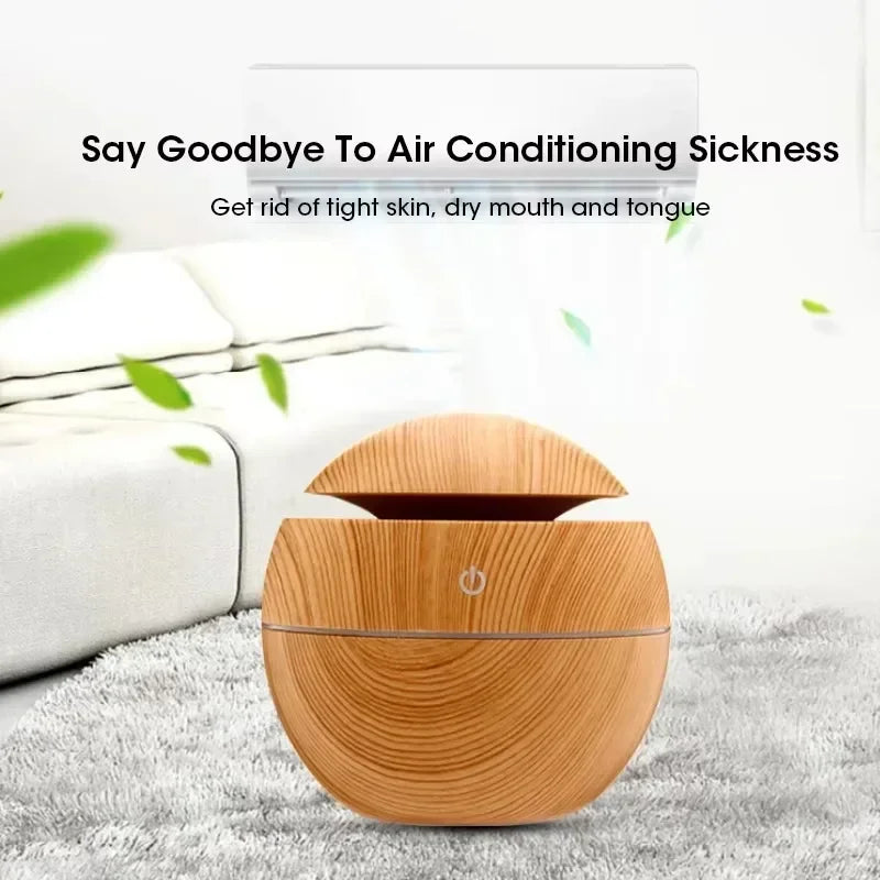 Mini Woodgrain Ultrasonic Humidifier USB Essential Oil